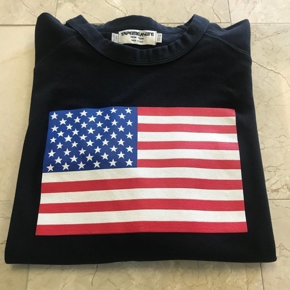 VTG Tapemeasure New York USA FLAG Sweater One Size - Picture 1 of 9